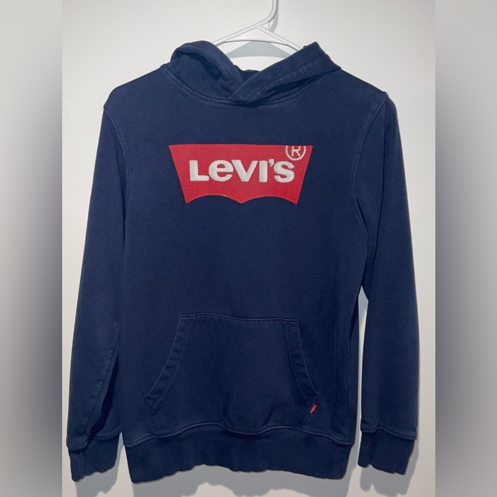 Levi's Kids Dark Blue Hoodie with Red Logo Size 14/16